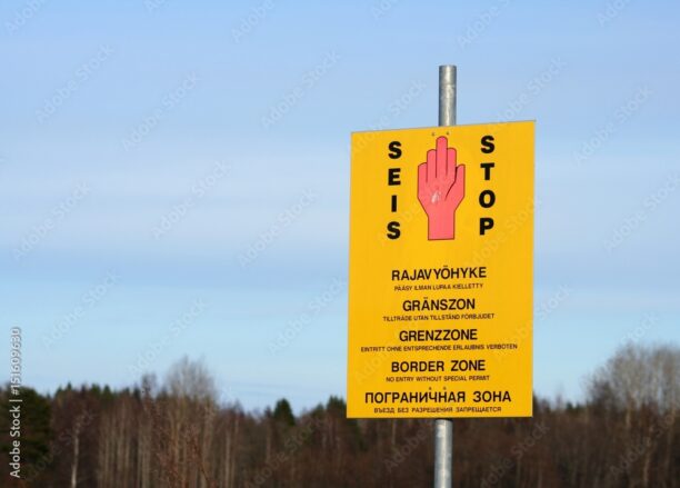 Sign at the borderzone of Finland and Russia, the easternmost border of the EU, saying that "No entry without special permit".